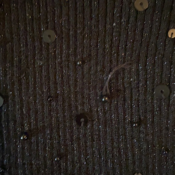 Black sparkly mock neck sweater with sheer beaded panel - Picture 9 of 9